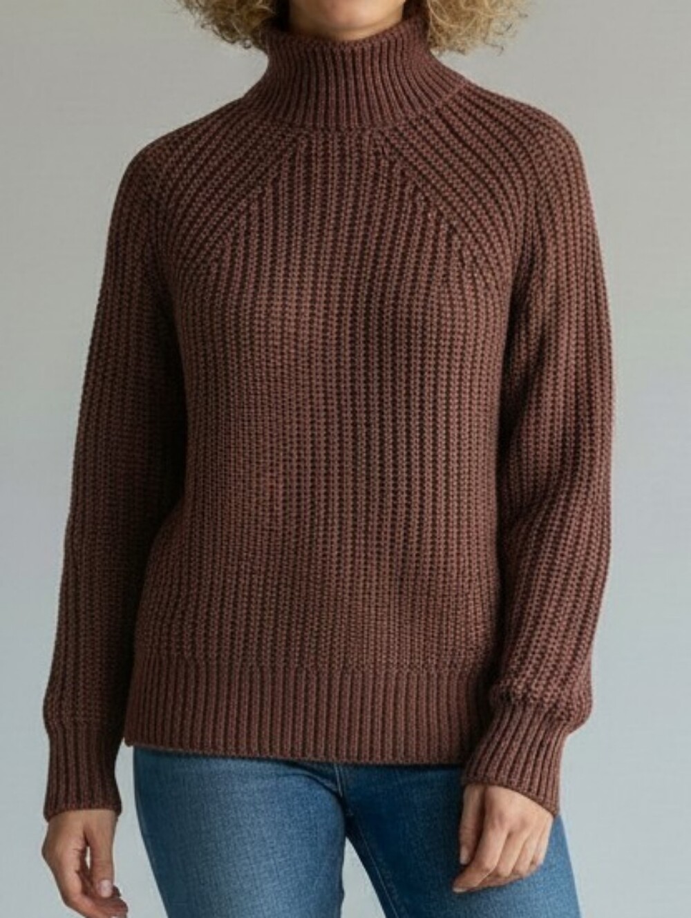 J. Crew Chocolate Brown Ribbed Rollneck 100% Cotton Sweater XXS